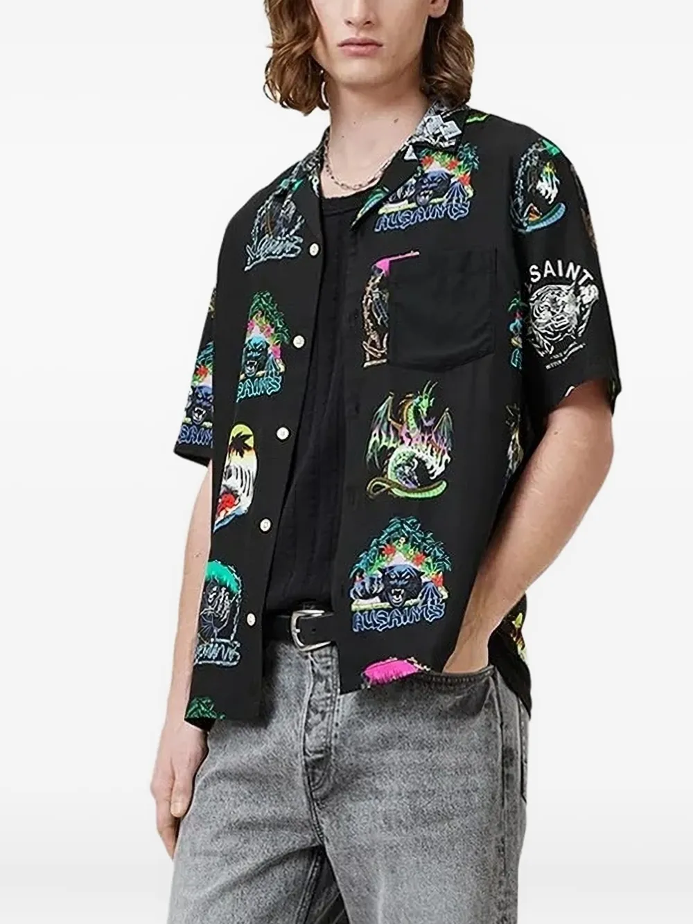 Рубашка с короткими рукавами и графичным принтом Allsaints, черный
Рубашка с короткими рукавами и графичным принтом Allsaints, черный