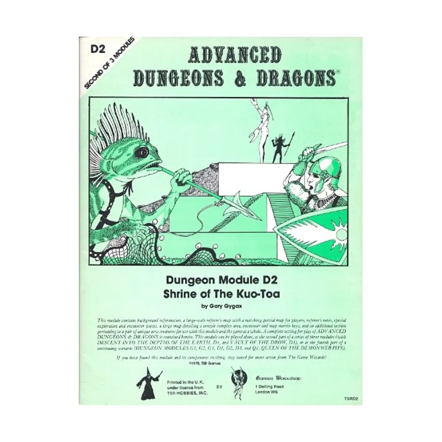 Модуль Shrine of the Kuo-Toa (Games Workshop/UK Edition), Advanced Dungeons & Dragons (1st Edition) - Modules & Adventures - D, G & Q Series
Модуль Shrine of the Kuo-Toa (Games Workshop/UK Edition), Advanced Dungeons & Dragons (1st Edition) - Modules & Adventures - D, G & Q Series
