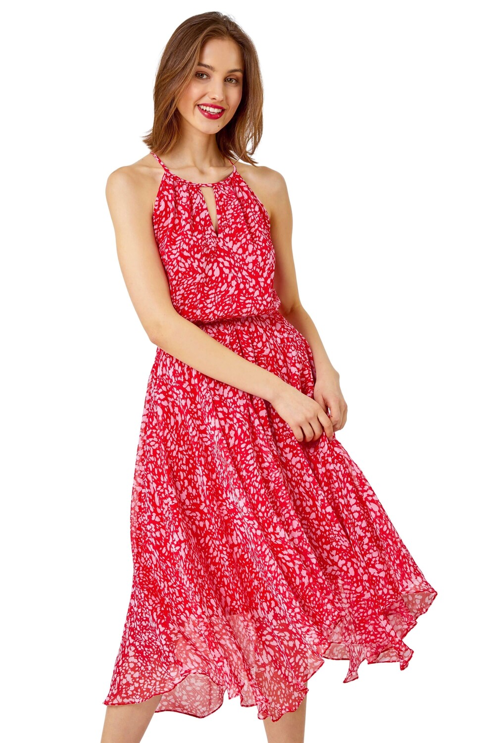 Платье миди с абстрактным принтом и вырезом через шею Roman, красный
Платье миди с абстрактным принтом и вырезом через шею Roman, красный