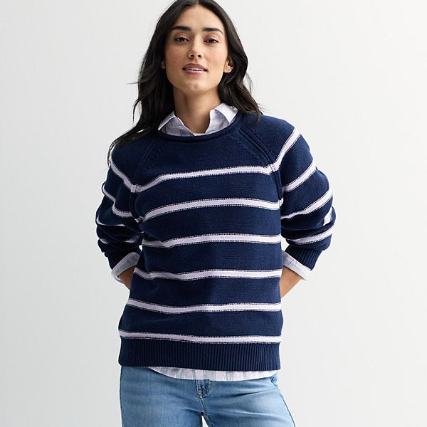 Женский свитер с воротником-стойкой и рукавом реглан Sonoma Goods For Life, Navy Lilac Stripe
Женский свитер с воротником-стойкой и рукавом реглан Sonoma Goods For Life, Navy Lilac Stripe