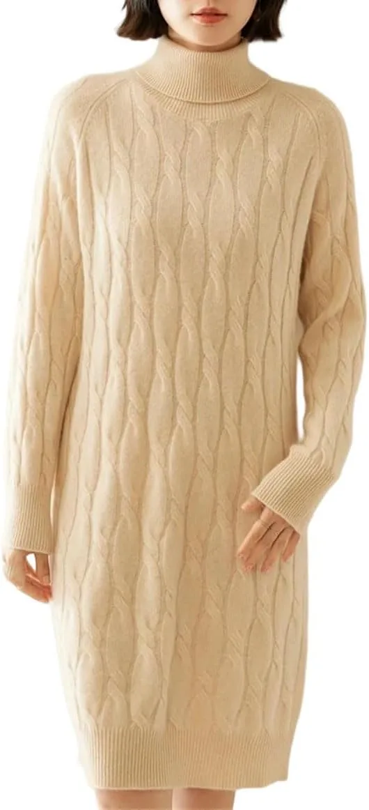 Женское платье-свитер из кашемира с высоким воротником
Женское платье-свитер из кашемира с высоким воротником