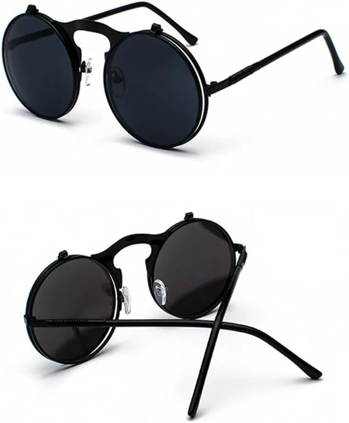 Солнцезащитные очки в стиле стимпанк, круглые металлические, женские, ретро, с откидной задней крышкой, круглые, двойные металлические, мужские VFDHN, Black Grey
Солнцезащитные очки в стиле стимпанк, круглые металлические, женские, ретро, с откидной задней крышкой, круглые, двойные металлические, мужские VFDHN, Black Grey