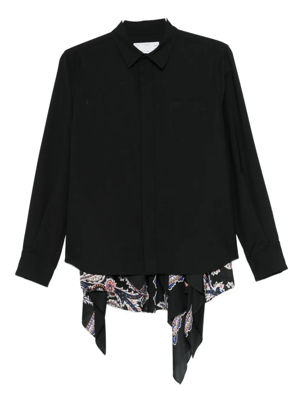 Рубашка с нагрудным карманом и вставкой с узором «пейсли» Sacai, черный
Рубашка с нагрудным карманом и вставкой с узором «пейсли» Sacai, черный