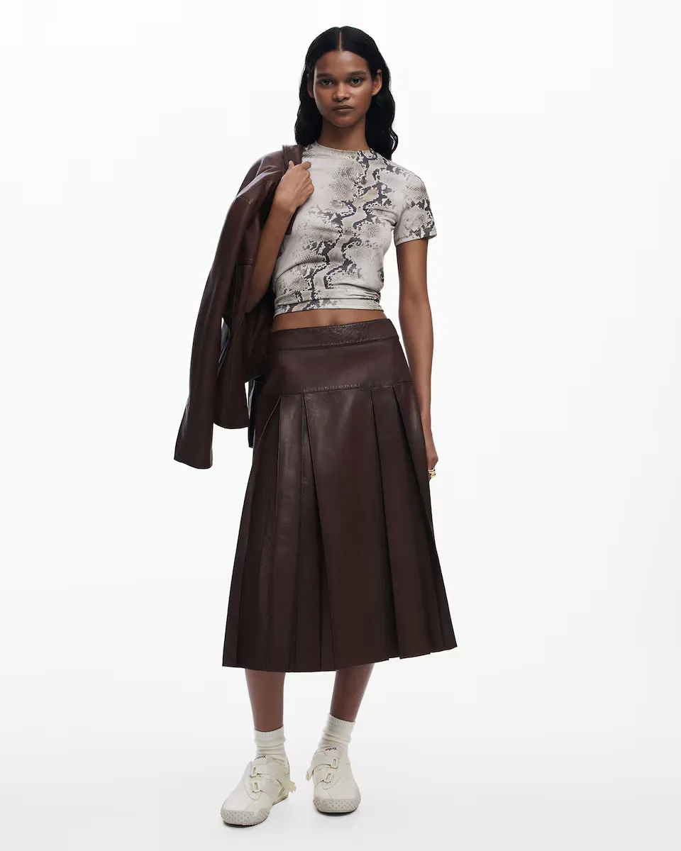 Кожаная юбка миди Desigual, коричневый
Кожаная юбка миди Desigual, коричневый