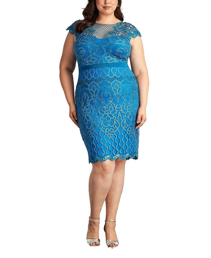 Платье Tadashi Shoji Miranda с вышивкой пайетками - большие размеры, синий 
Платье Tadashi Shoji Miranda с вышивкой пайетками - большие размеры, синий