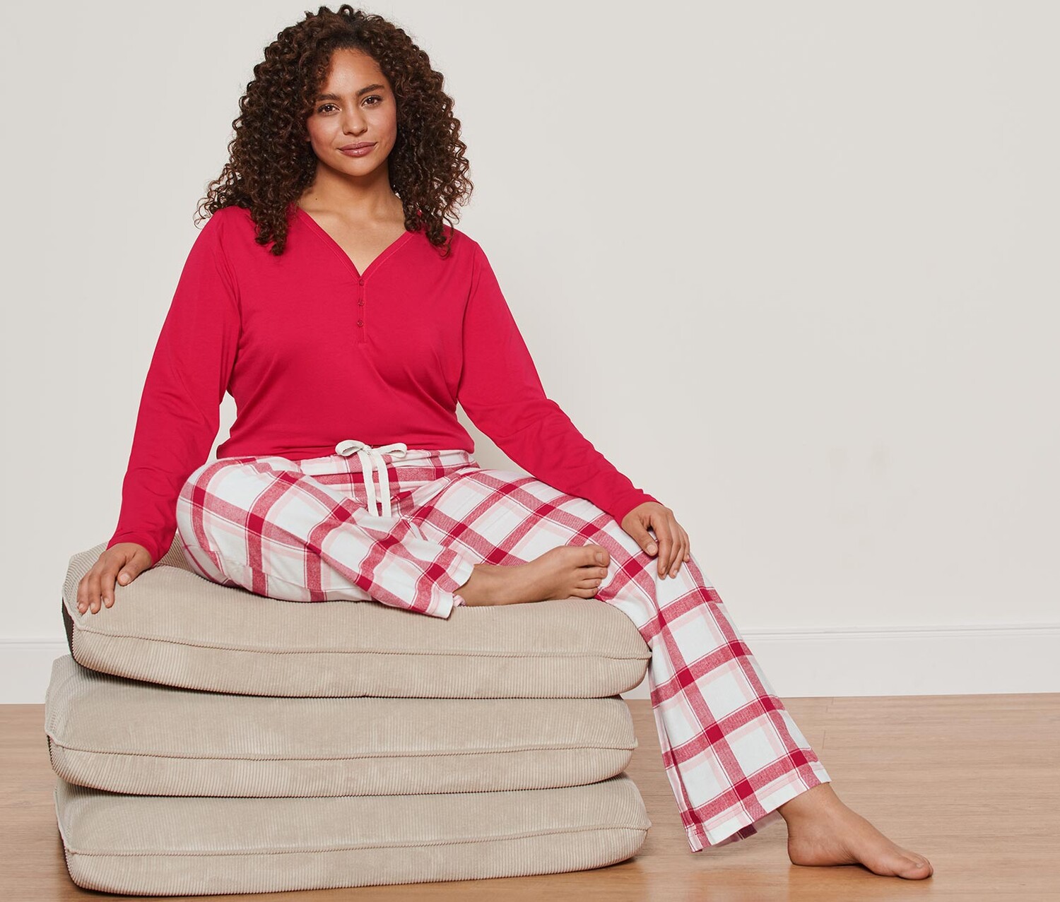 Фланелевая пижама Tchibo, красный топ 
Фланелевая пижама Tchibo, красный топ