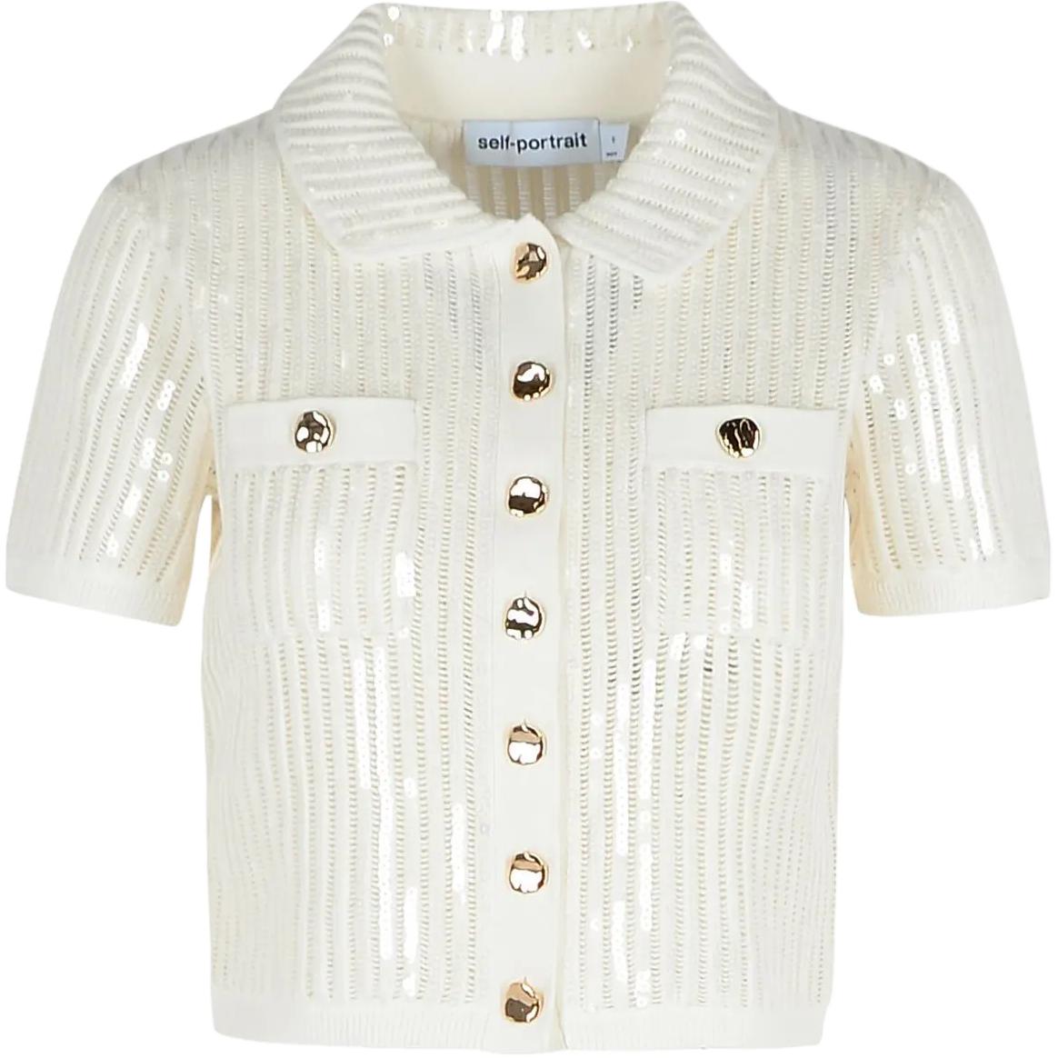 Топ с пайетками и вязаный крючком Self-portrait, белый
Топ с пайетками и вязаный крючком Self-portrait, белый