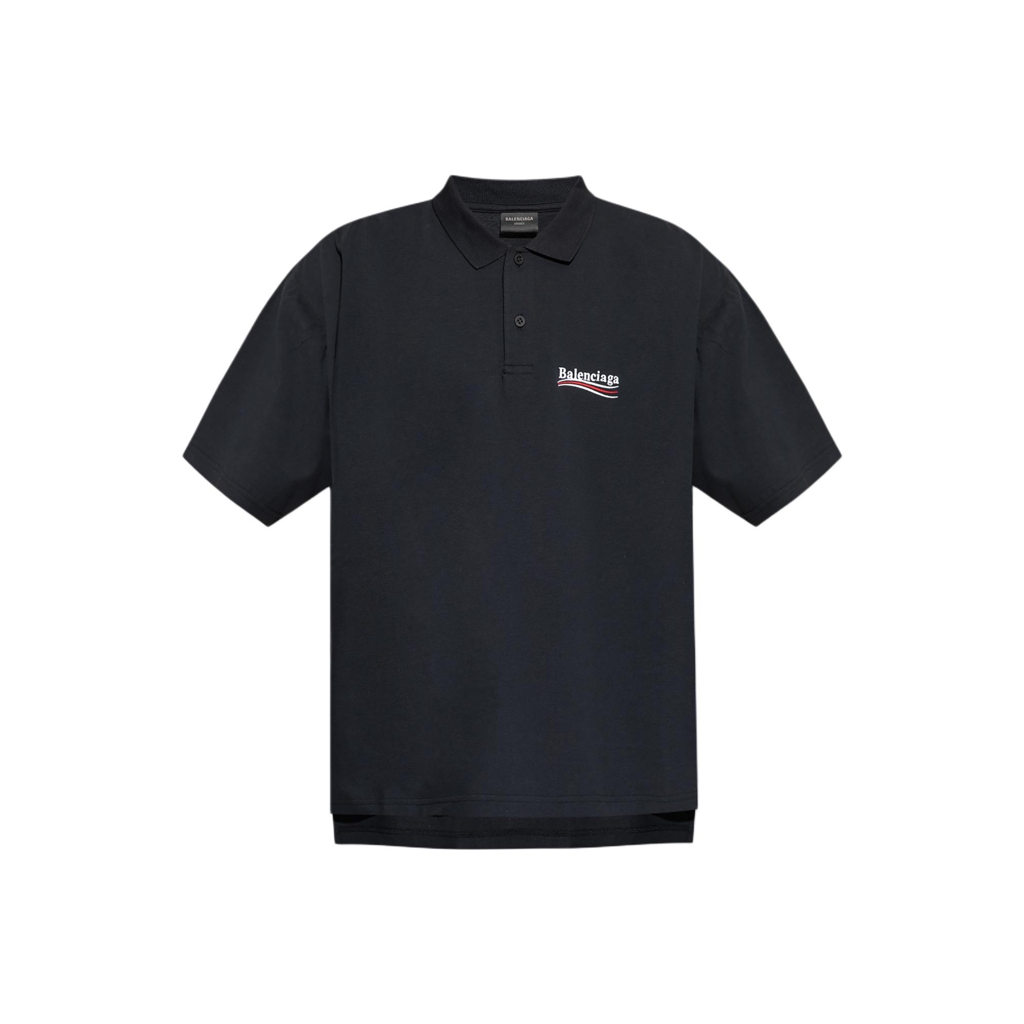 Поло с коротким рукавом и вышитым логотипом Balenciaga, черный
Поло с коротким рукавом и вышитым логотипом Balenciaga, черный