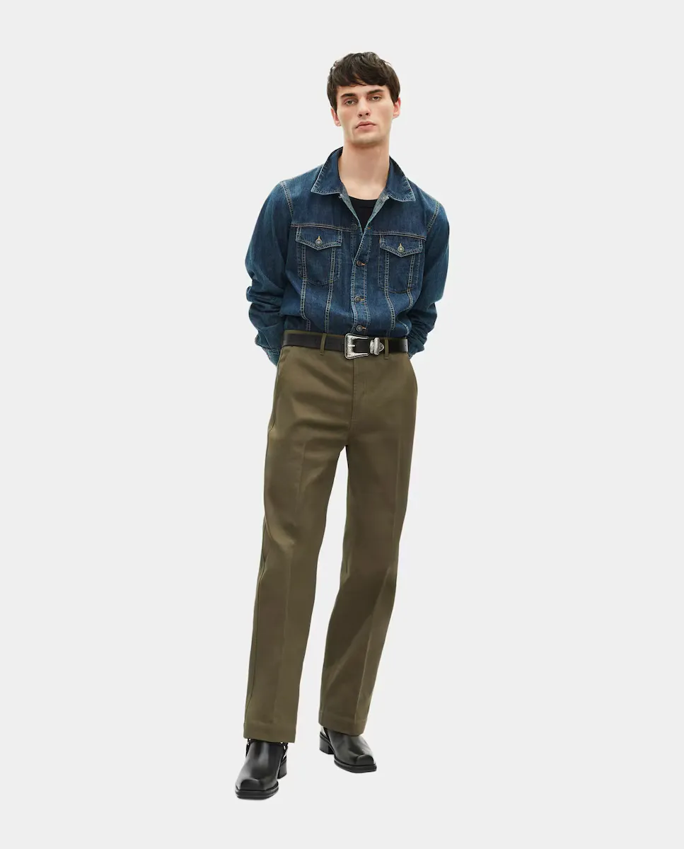 Брюки мужские прямого кроя из шерсти цвета хаки с итальянскими карманами The Kooples, темно-зеленый
Брюки мужские прямого кроя из шерсти цвета хаки с итальянскими карманами The Kooples, темно-зеленый