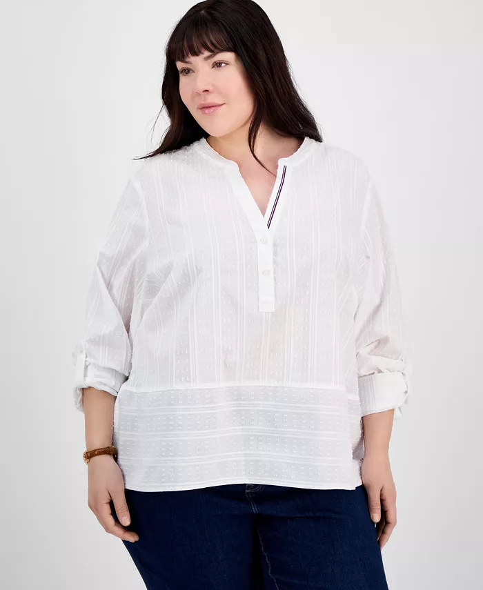 Туника-поповер из хлопка больших размеров с металлическим принтом и застежкой-кнопкой в горошек Tommy Hilfiger, белый
Туника-поповер из хлопка больших размеров с металлическим принтом и застежкой-кнопкой в горошек Tommy Hilfiger, белый