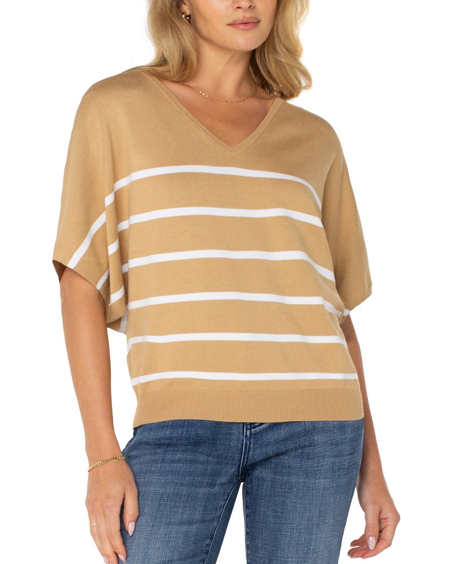 Женский полосатый свитер с короткими рукавами-летучей мышью Liverpool Los Angeles, Tan White Stripe
Женский полосатый свитер с короткими рукавами-летучей мышью Liverpool Los Angeles, Tan White Stripe