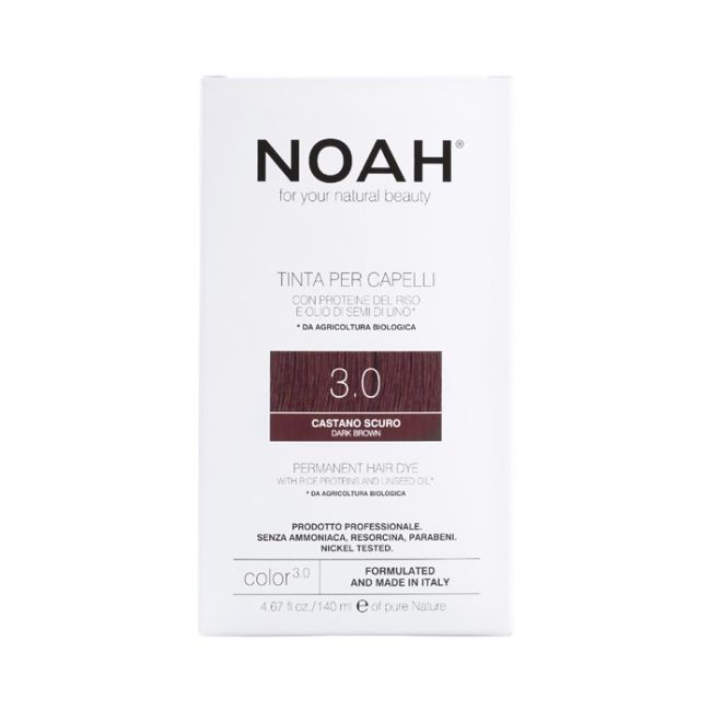 Стойкая краска для волос Tinta per capelli. Noah, цвет 3.0 dark brown, 140 мл
Стойкая краска для волос Tinta per capelli. Noah, цвет 3.0 dark brown, 140 мл