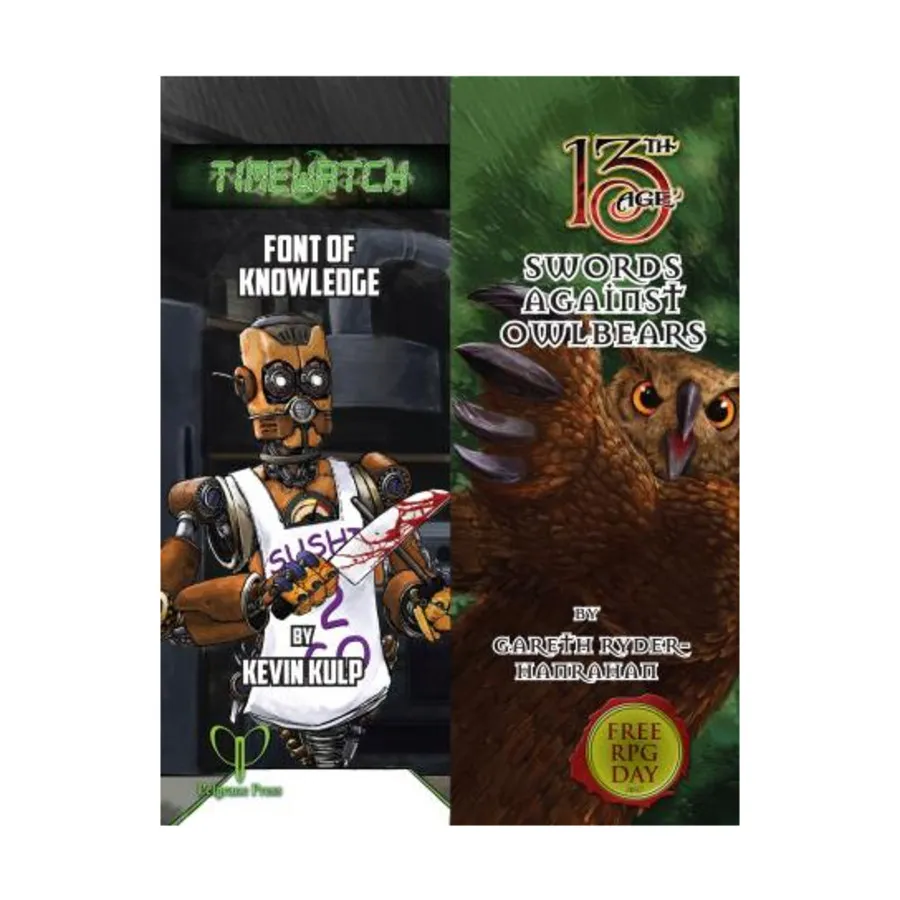 Swords Against Owlbears/Font of Knowledge (Free RPG Day 2017), 13th Age (d20), мягкая обложка
Swords Against Owlbears/Font of Knowledge (Free RPG Day 2017), 13th Age (d20), мягкая обложка