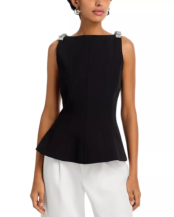 Топ без рукавов с бантом из рубинового кади и кристаллами Milly, черный
Топ без рукавов с бантом из рубинового кади и кристаллами Milly, черный