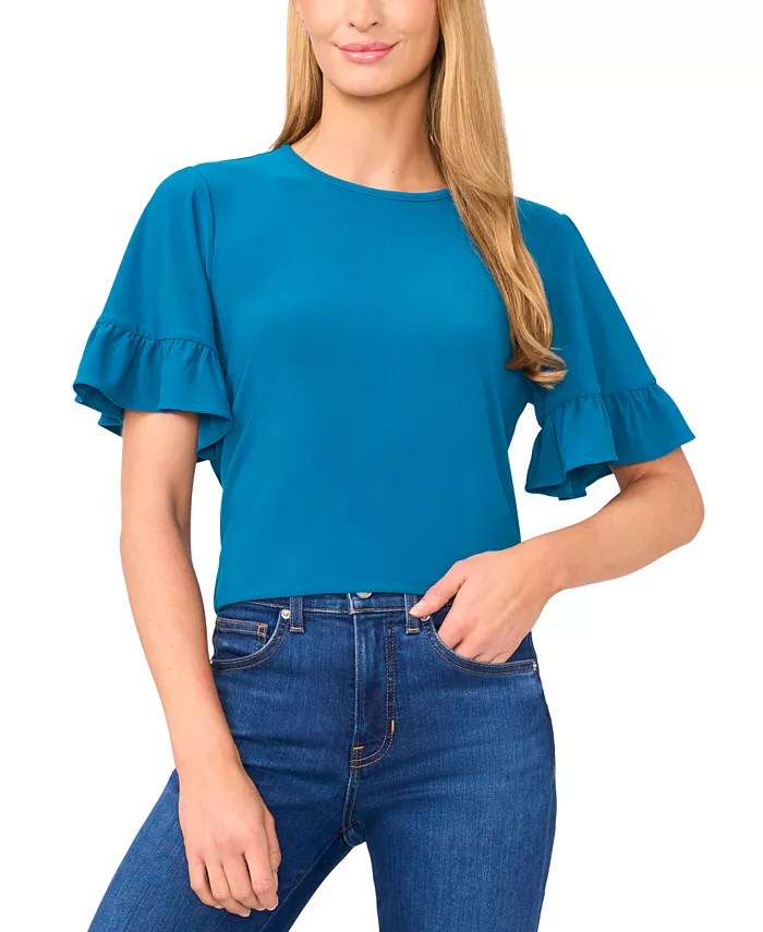 Женский топ с коротким рукавом, рюшами и ярусами CeCe, синий
Женский топ с коротким рукавом, рюшами и ярусами CeCe, синий