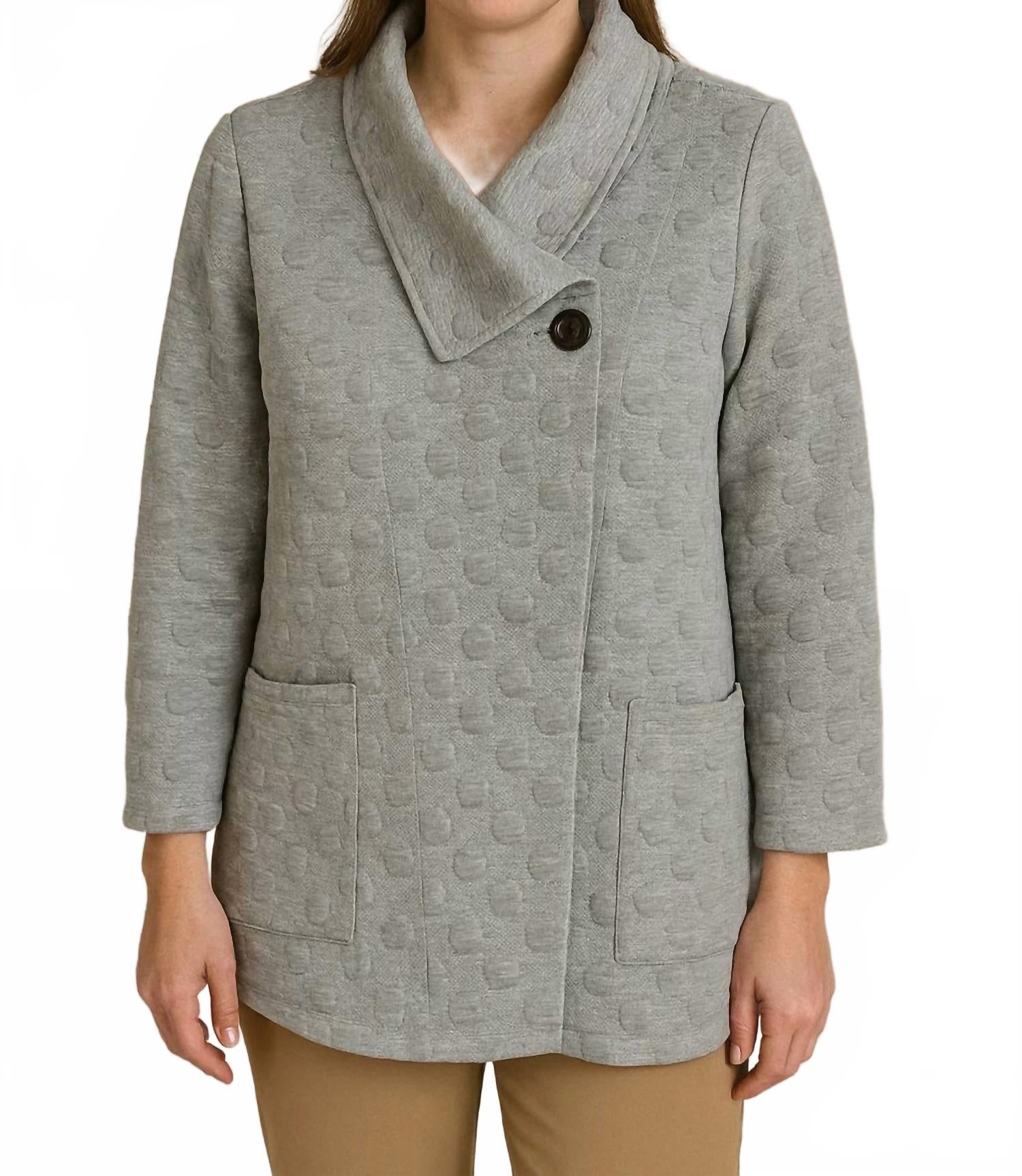 Creation Структурированный фактурный трикотажный жакет серого цвета
Creation Структурированный фактурный трикотажный жакет серого цвета