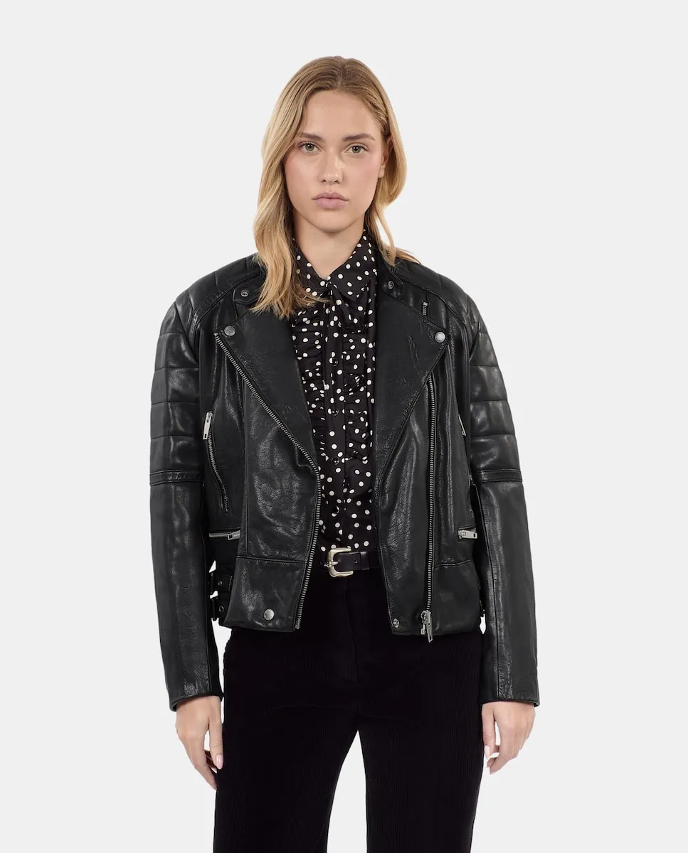 Женская кожаная байкерская куртка The Kooples, черный
Женская кожаная байкерская куртка The Kooples, черный