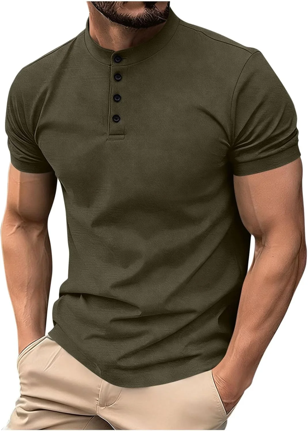 Мужская футболка Slim Henley с коротким рукавом и полузастежкой
Мужская футболка Slim Henley с коротким рукавом и полузастежкой