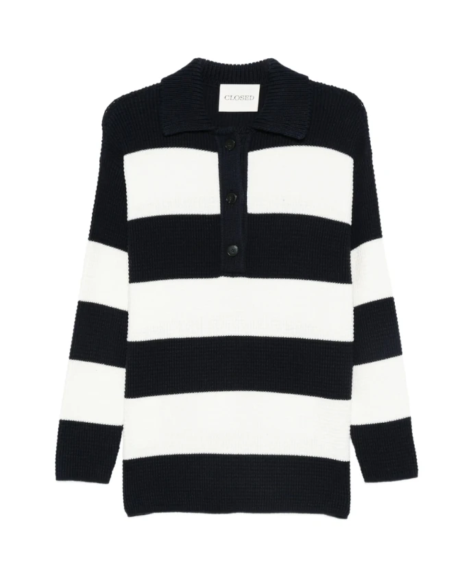 Темно-Синий полосатый вязаный свитер-поло Closed, мультиколор
Темно-Синий полосатый вязаный свитер-поло Closed, мультиколор