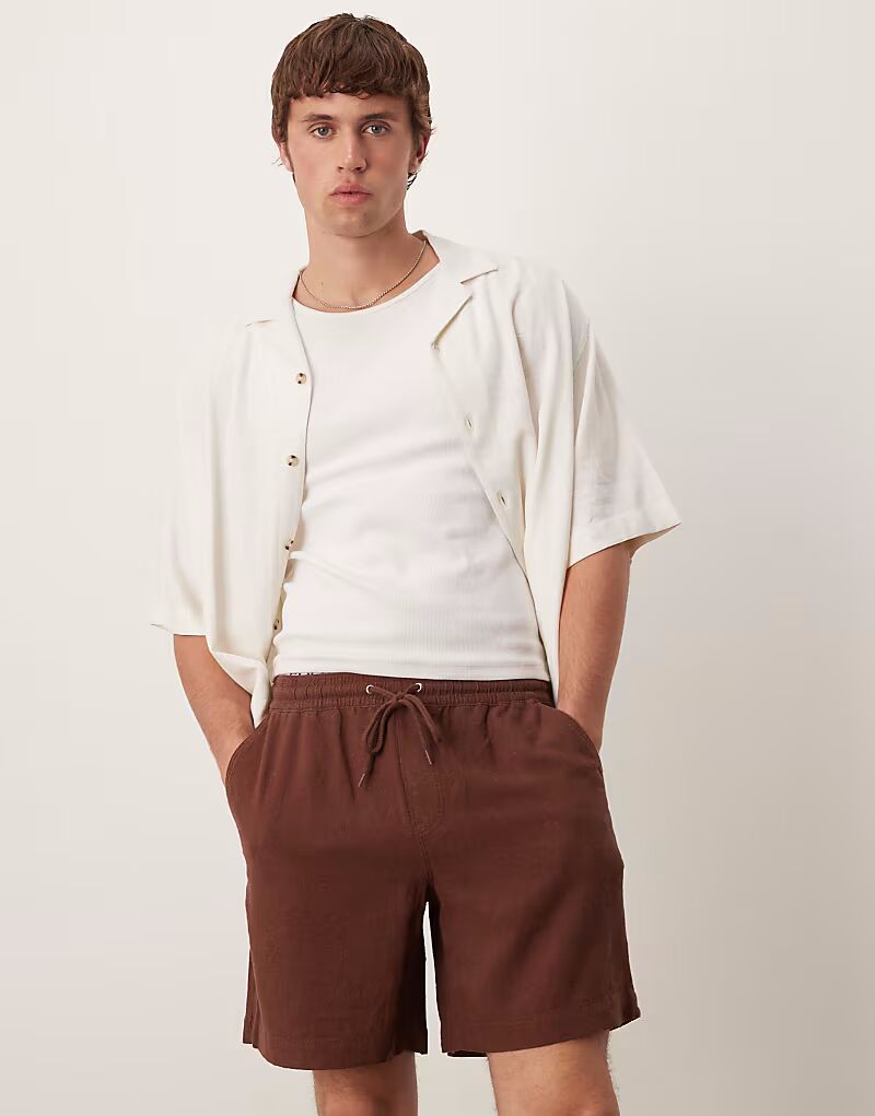 Мешковатые шорты из коричневого льна с высоким содержанием льна Asos Design
Мешковатые шорты из коричневого льна с высоким содержанием льна Asos Design