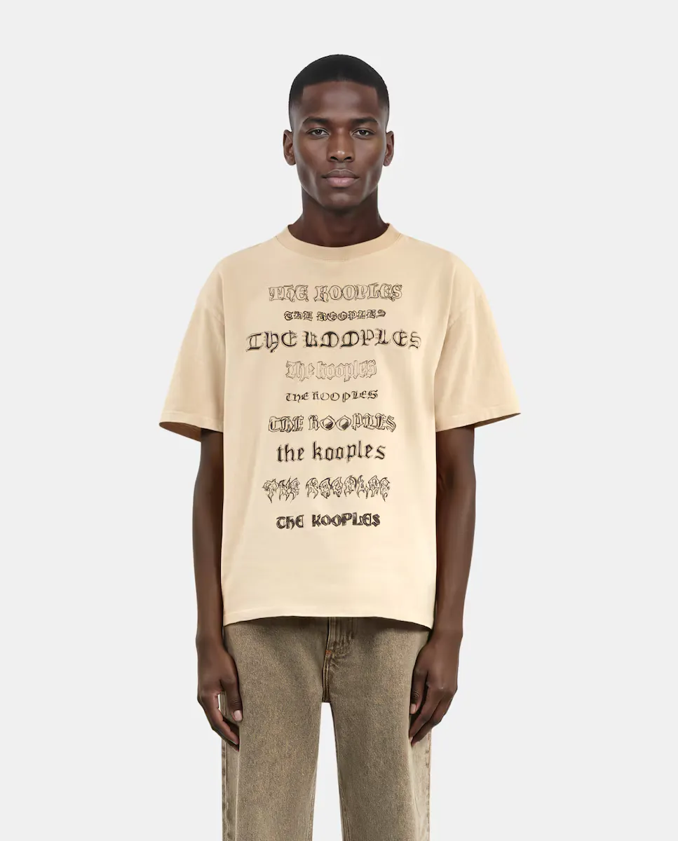 Мужская футболка с коротким рукавом и этикеткой, напечатанной методом шелкографии The Kooples, бежевый
Мужская футболка с коротким рукавом и этикеткой, напечатанной методом шелкографии The Kooples, бежевый