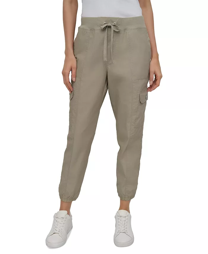 Спортивные женские хлопковые джоггеры с резинкой на талии и карманами карго DKNY, коричневый/бежевый 
Спортивные женские хлопковые джоггеры с резинкой на талии и карманами карго DKNY, коричневый/бежевый