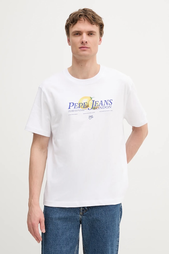 Хлопковая футболка Pepe Jeans, белый 
Хлопковая футболка Pepe Jeans, белый