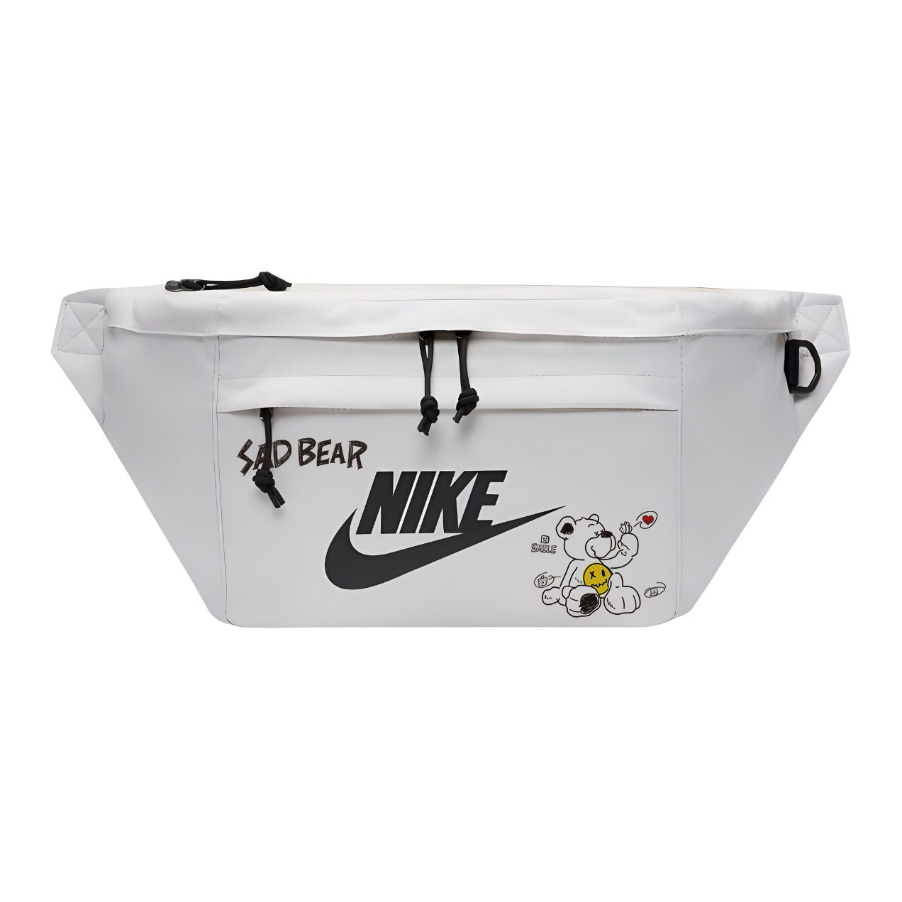Nike Одноплечевая набедренная сумка через плечо унисекс белая, Sad Bear 
Nike Одноплечевая набедренная сумка через плечо унисекс белая, Sad Bear