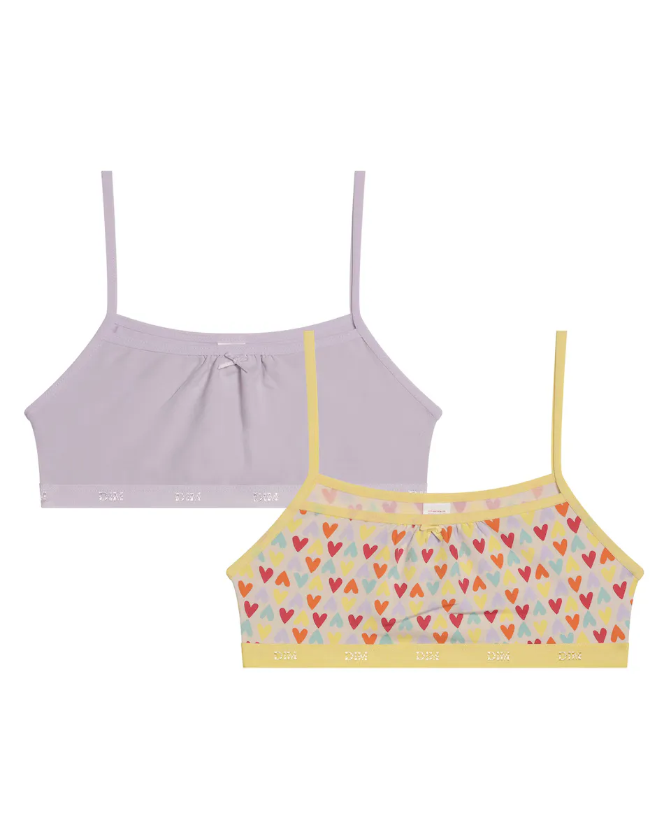 Набор из 2 однотонных топов для девочек с принтом и тонкими бретелями Dim, сиреневый
Набор из 2 однотонных топов для девочек с принтом и тонкими бретелями Dim, сиреневый