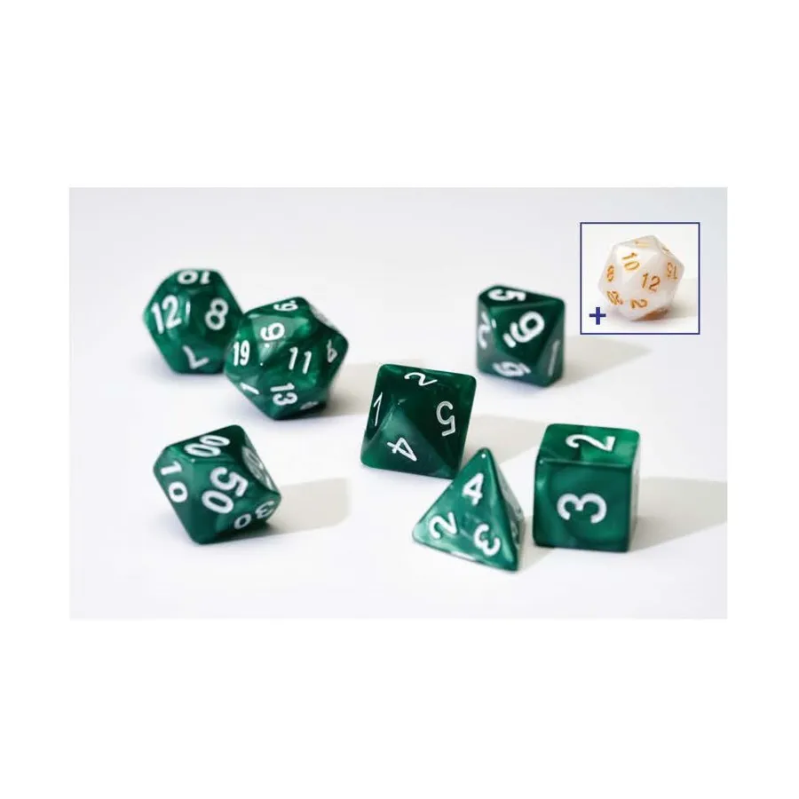 Набор Poly Set — жемчужно-зеленый с белым (8), RPG Dice Sets
Набор Poly Set — жемчужно-зеленый с белым (8), RPG Dice Sets