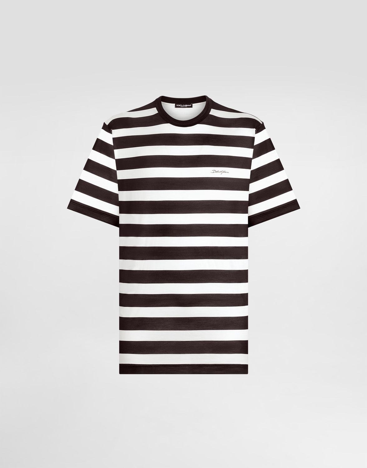 Футболка из шелкового трикотажа с короткими рукавами и полосатым принтом Dolce & Gabbana, мультиколор
Футболка из шелкового трикотажа с короткими рукавами и полосатым принтом Dolce & Gabbana, мультиколор