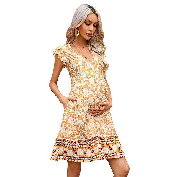 Летнее платье для беременных с v-образным вырезом, рюшами и карманами Yesfashion, Yellow
Летнее платье для беременных с v-образным вырезом, рюшами и карманами Yesfashion, Yellow