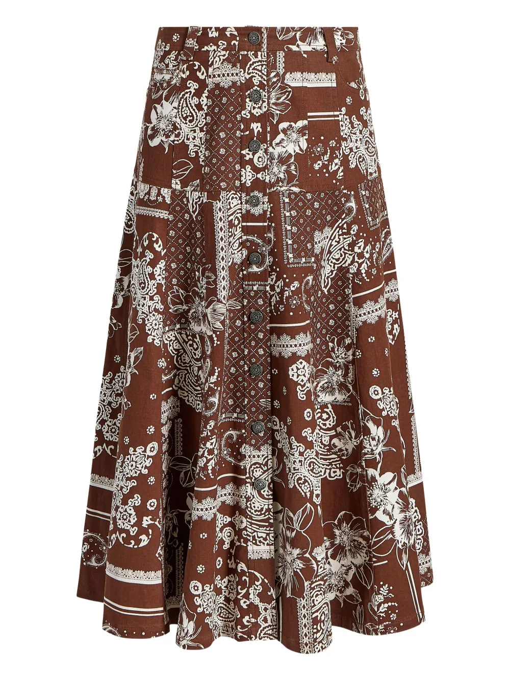 Юбка на пуговицах с принтом пейсли Cinq A Sept, коричневый
Юбка на пуговицах с принтом пейсли Cinq A Sept, коричневый