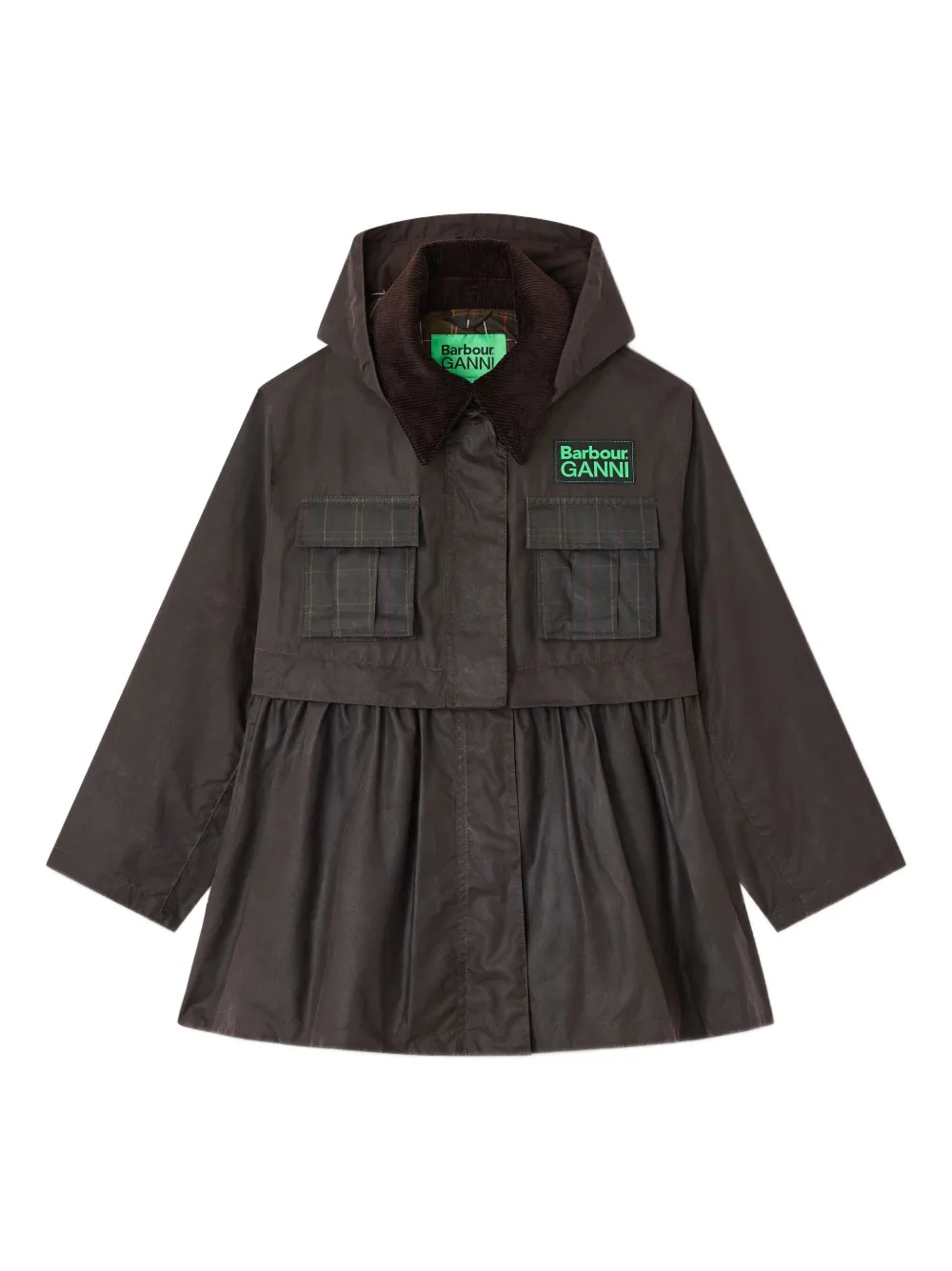 Куртка в клетку тартан с баской из коллаборации с Barbour Ganni, коричневый
Куртка в клетку тартан с баской из коллаборации с Barbour Ganni, коричневый