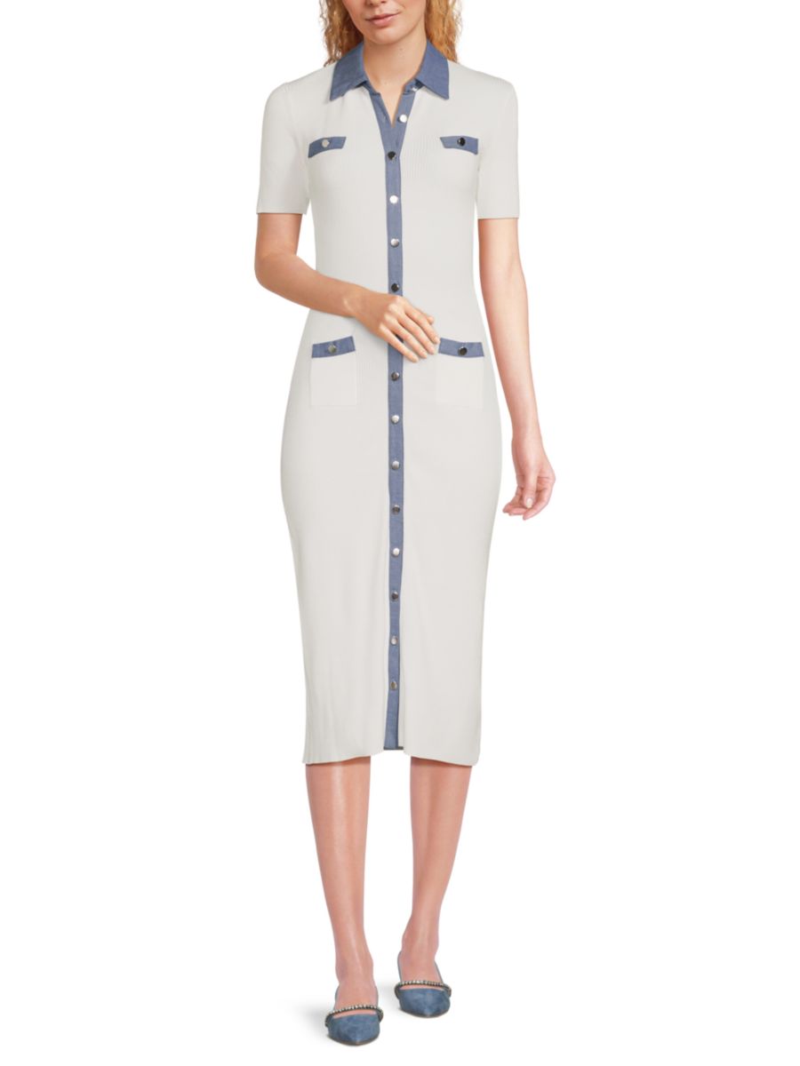 Платье-футляр миди в рубчик Tahari, цвет White Star Denim
Платье-футляр миди в рубчик Tahari, цвет White Star Denim