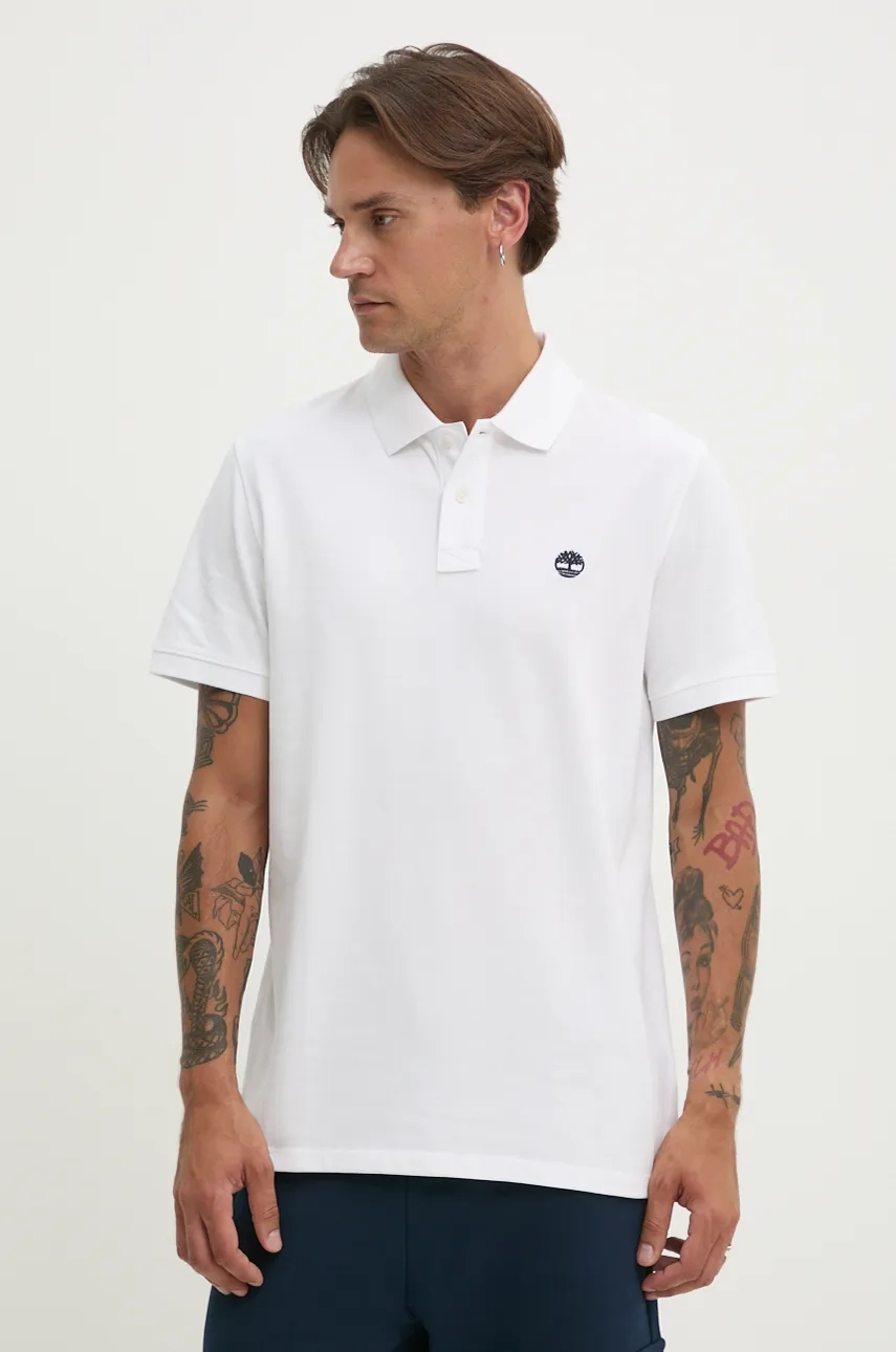 Хлопковая рубашка-поло Timberland, белый 
Хлопковая рубашка-поло Timberland, белый