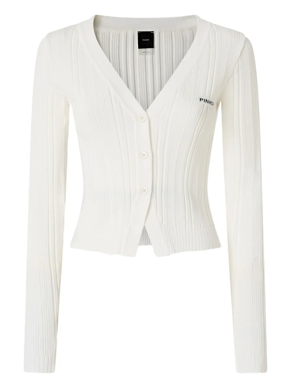 Кардиган с V-образным вырезом в рубчик PINKO, белый
Кардиган с V-образным вырезом в рубчик PINKO, белый