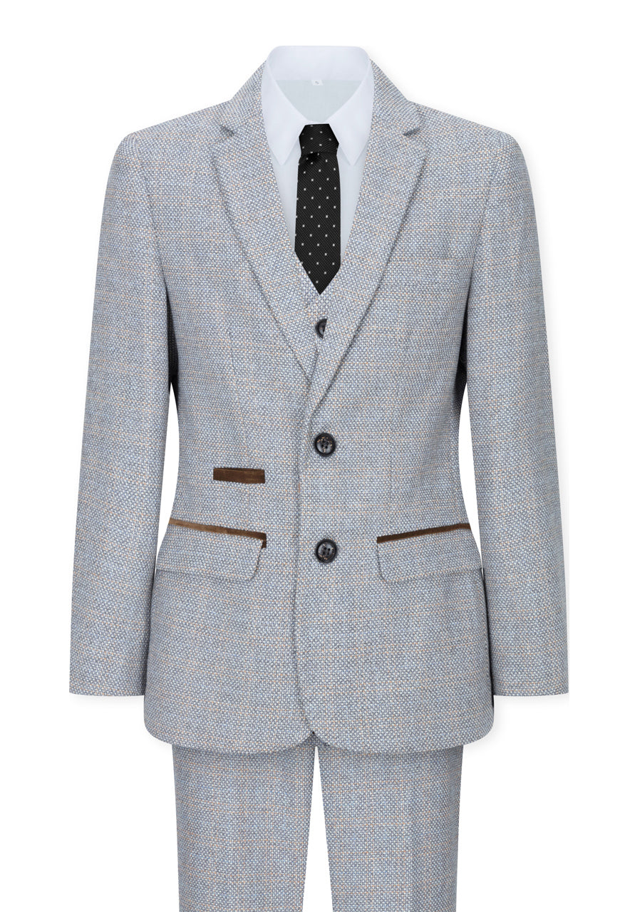 Костюм-тройка Ralph из твида в клетку Paul Andrew, кремовый 
Костюм-тройка Ralph из твида в клетку Paul Andrew, кремовый