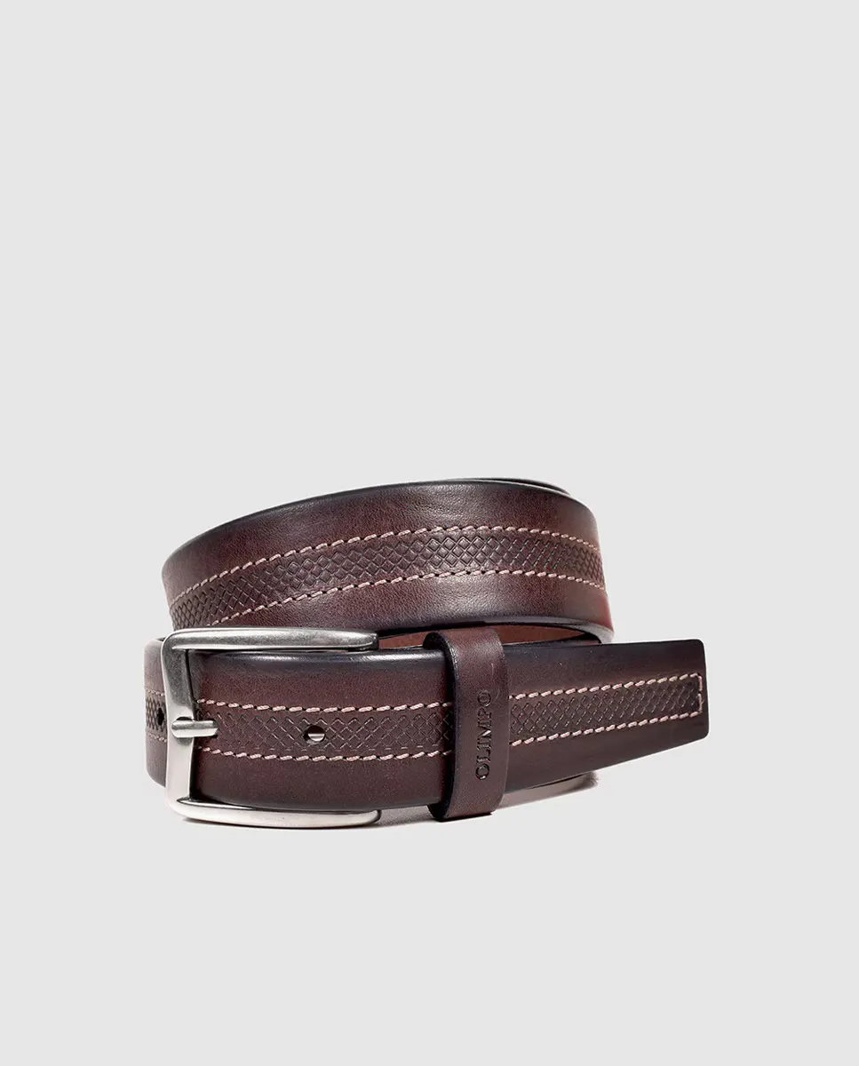 Мужской ремень из коричневой кожи с ромбическими полосками и строчкой Olimpo, коричневый
Мужской ремень из коричневой кожи с ромбическими полосками и строчкой Olimpo, коричневый
