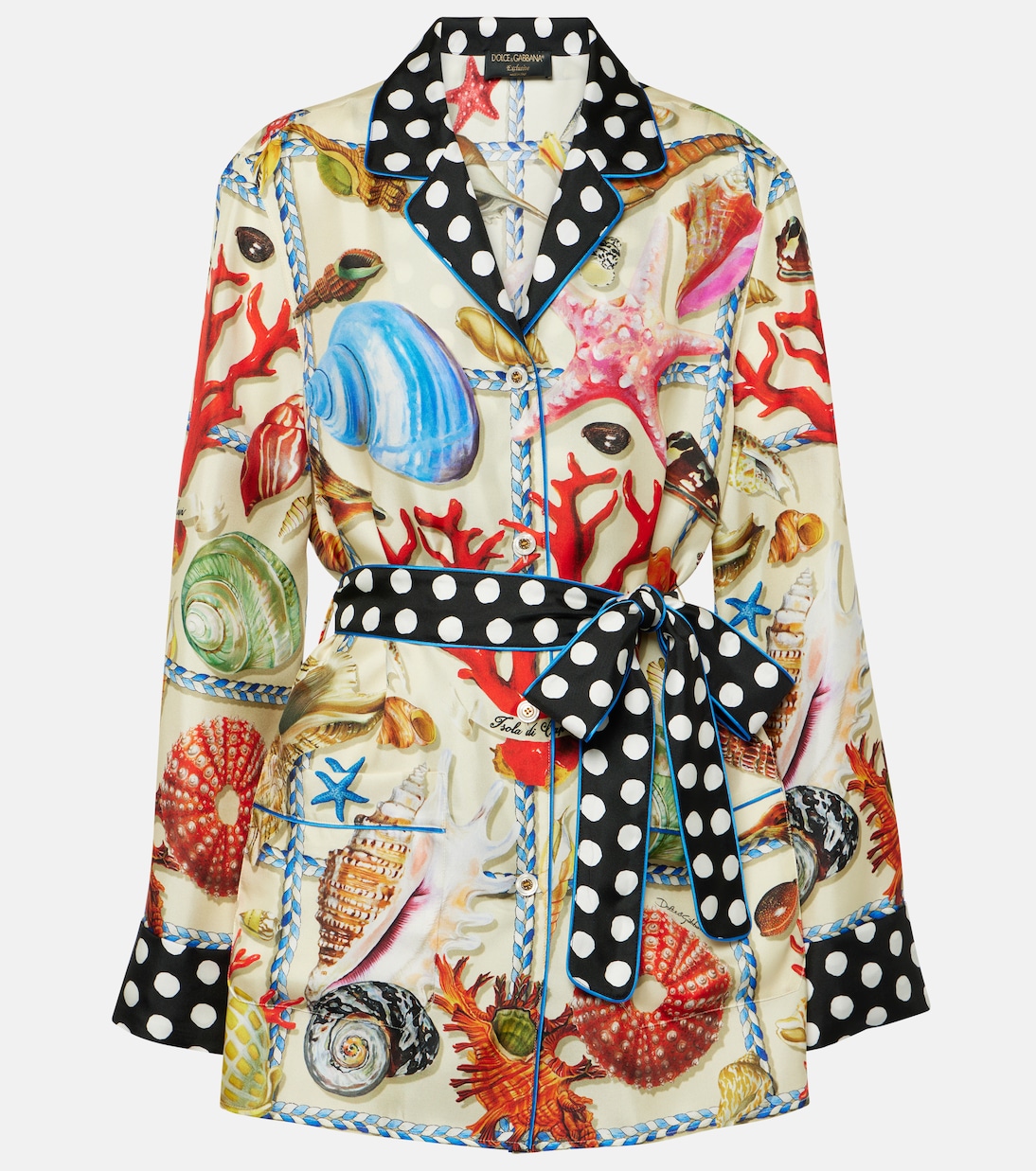 Рубашка из шелкового атласа с принтом Капри Dolce&Gabbana, Conchiglie Rete Fondo Sabbia
Рубашка из шелкового атласа с принтом Капри Dolce&Gabbana, Conchiglie Rete Fondo Sabbia