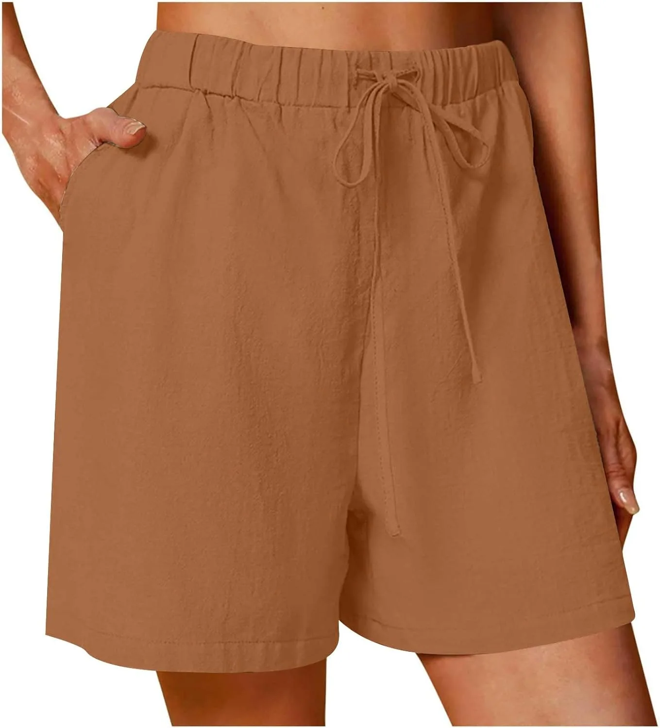 Женские шорты бермуды с высокой талией на шнурке и карманами
Женские шорты бермуды с высокой талией на шнурке и карманами