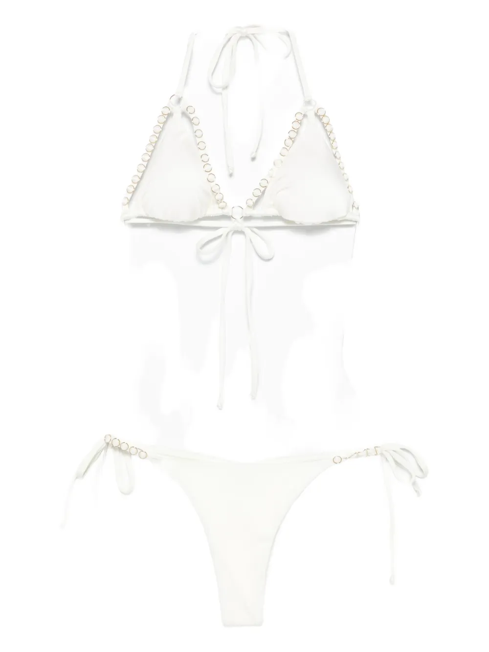 Треугольное бикини с кольцами Mazzei, белый 
Треугольное бикини с кольцами Mazzei, белый