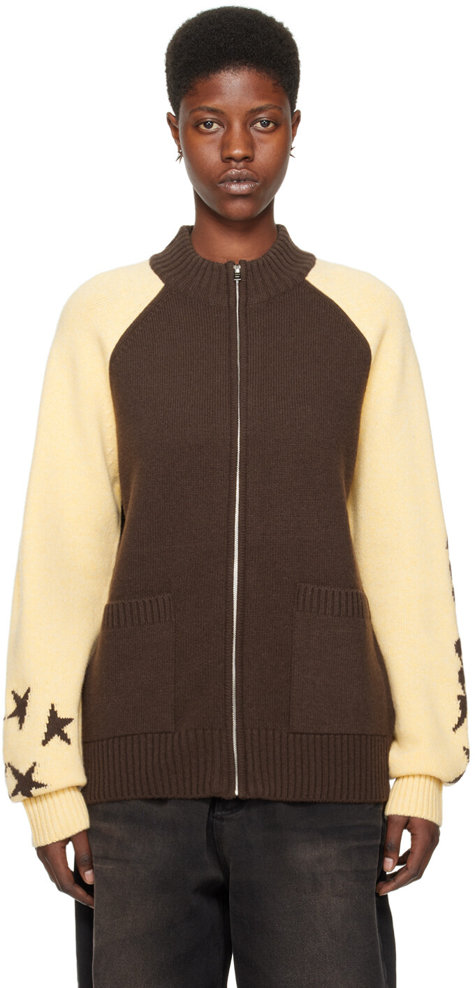 Коричнево-желтая куртка на молнии We11Done
Коричнево-желтая куртка на молнии We11Done