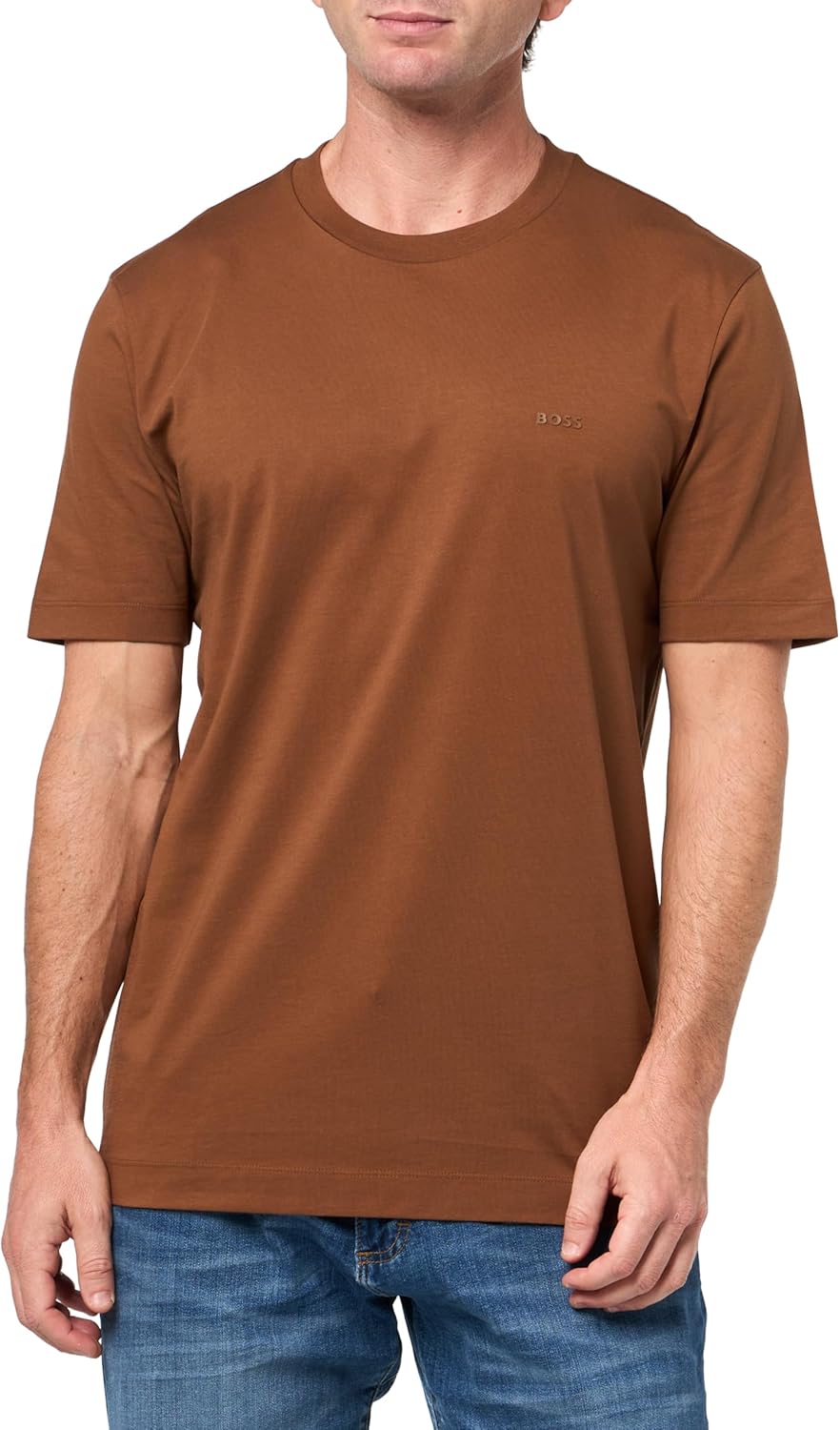 Мужская хлопковая футболка с круглым вырезом и маленьким логотипом BOSS, Deep Sepia
Мужская хлопковая футболка с круглым вырезом и маленьким логотипом BOSS, Deep Sepia