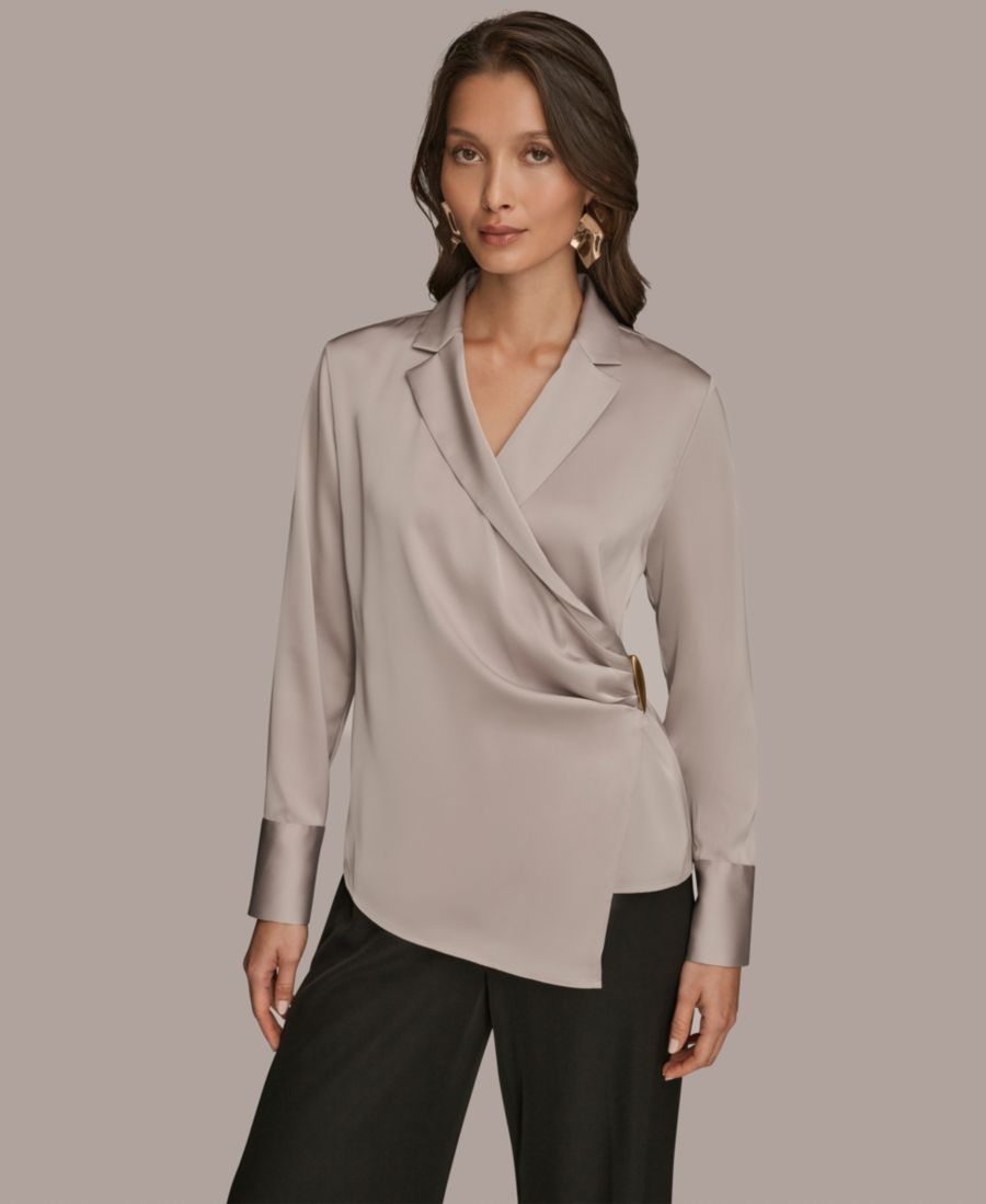 Женская блузка с запахом, длинными рукавами и V-образным вырезом Donna Karan New York, Vapor
Женская блузка с запахом, длинными рукавами и V-образным вырезом Donna Karan New York, Vapor