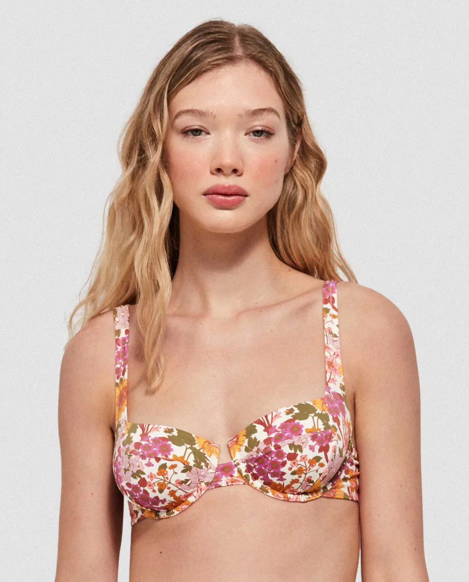 Верх бикини на косточках и поролоне из ткани с принтом Gisela, мультиколор 
Верх бикини на косточках и поролоне из ткани с принтом Gisela, мультиколор