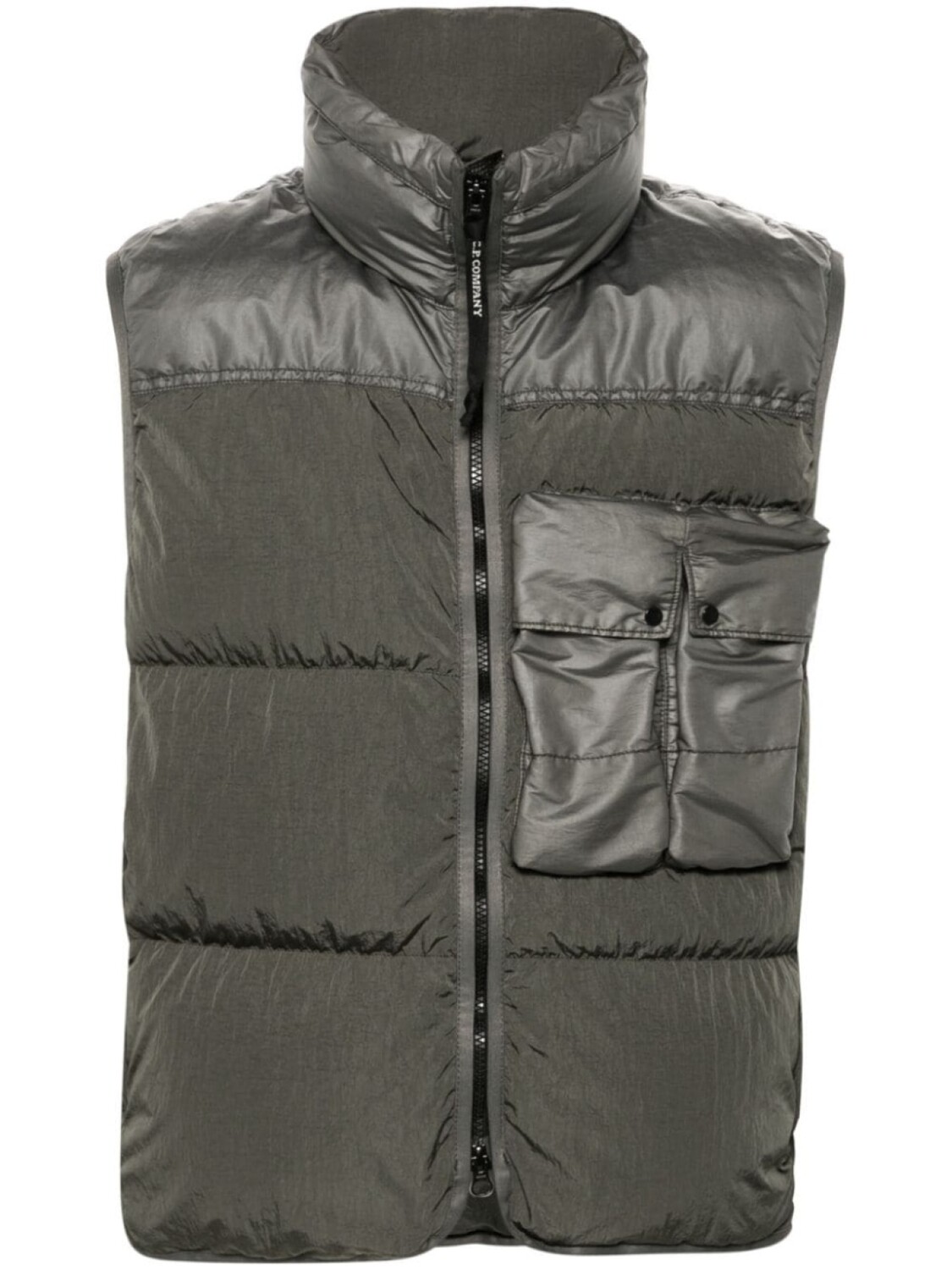 C.P. Company дутый жилет на молнии, серый 
C.P. Company дутый жилет на молнии, серый