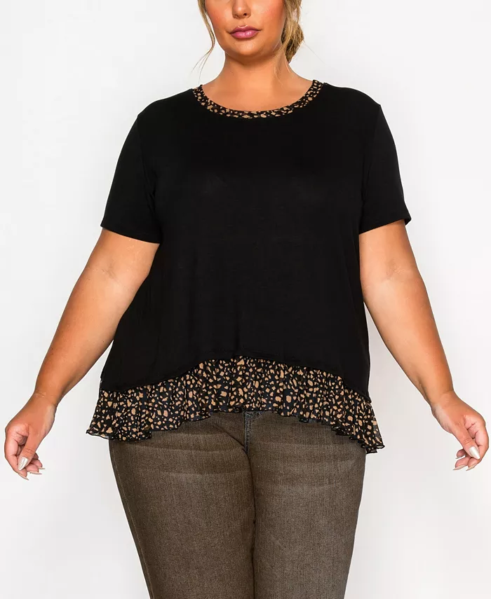 Топ с короткими рукавами и сетчатой отделкой на спине больших размеров COIN 1804, черный
Топ с короткими рукавами и сетчатой отделкой на спине больших размеров COIN 1804, черный