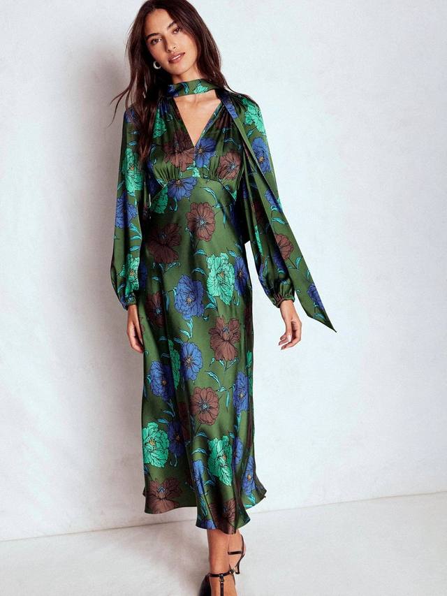 Сатиновое миди-платье с длинными рукавами и цветочным галстуком на шее Boden
Сатиновое миди-платье с длинными рукавами и цветочным галстуком на шее Boden