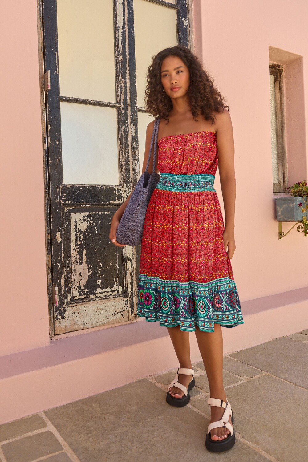 Летнее платье бандо миди Next, розовый
Летнее платье бандо миди Next, розовый